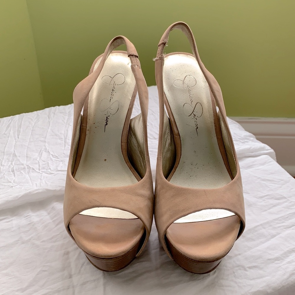 Platform nude heels